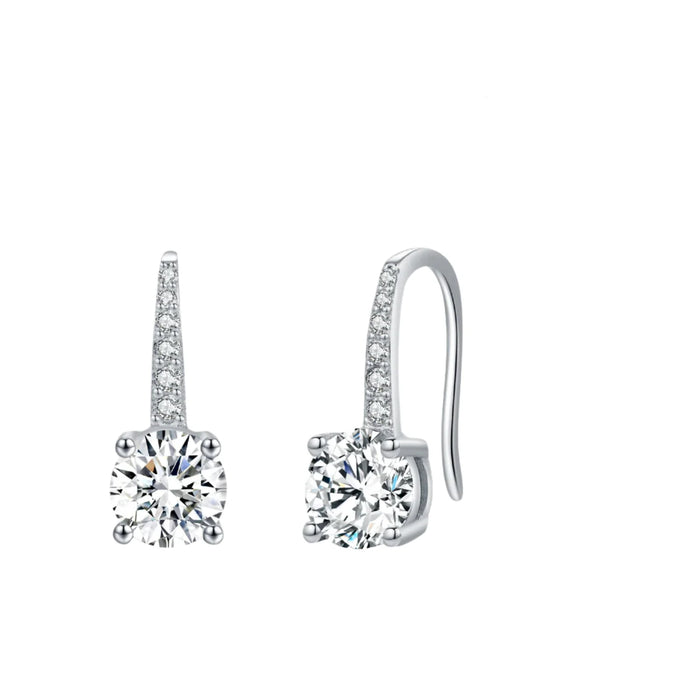 925 Sterling Silver D-Colour Moissanite Drop Earrings