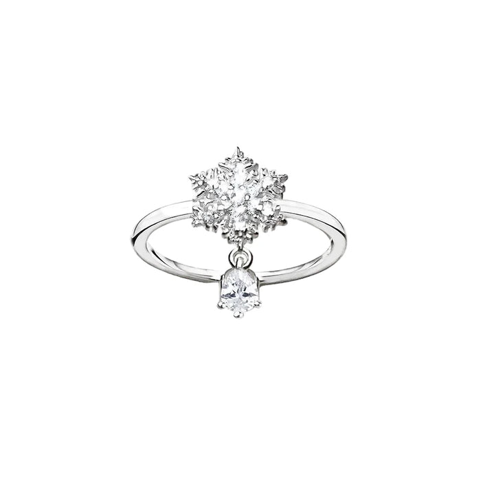 925 Sterling Silver Snowflake Ring Romantic Gift
