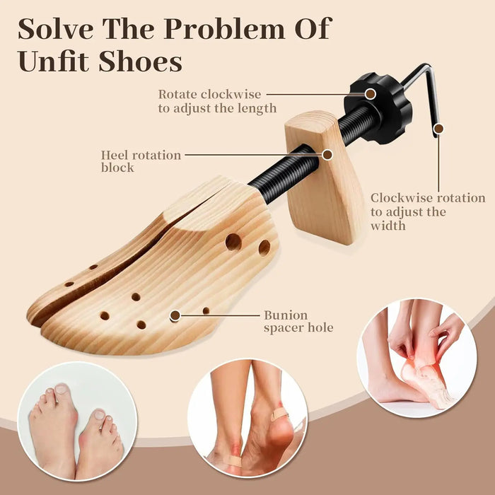 Unisex 1 Piece Wooden Universal Adjustable Length Width High Low Top Shoes Stretcher Expander Extender Keeper Tree