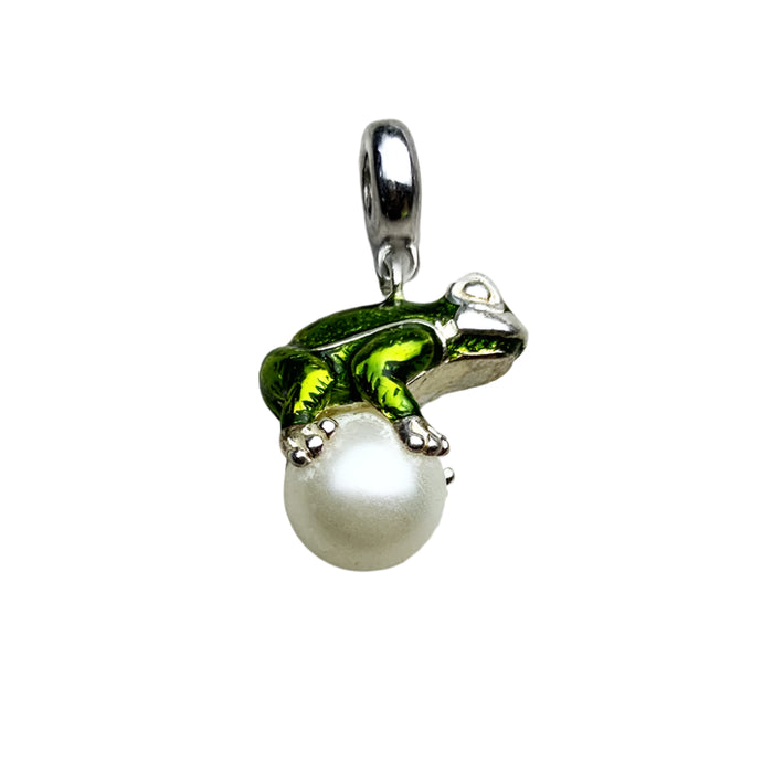 925 Sterling Silver Frog & Pearl Winter Pendant Fashion Jewelry Gift For Women & Men