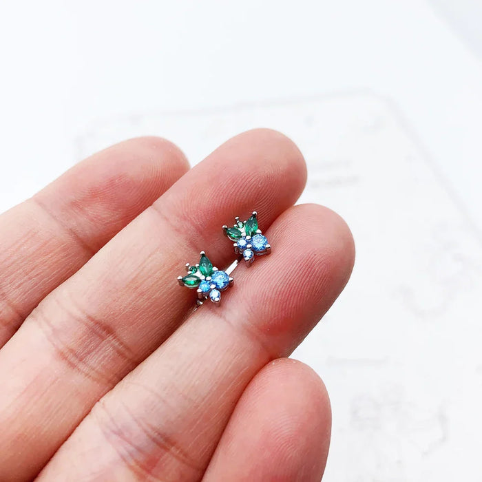 925 Sterling Silver Blueberry Stud Earrings Sweet & Stylish Gift