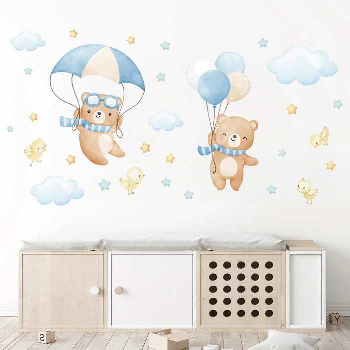 Adorable Cloud Bear Wall Sticker For Kids Room Decor