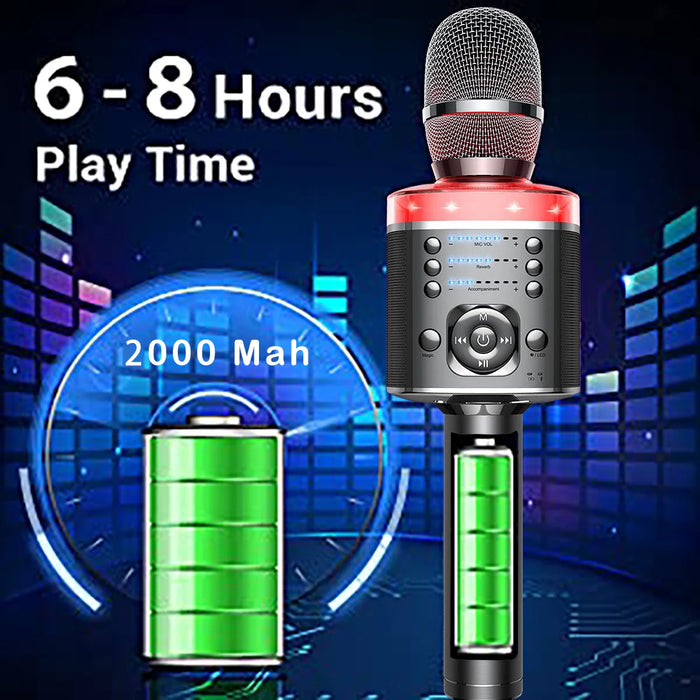 Wireless Karaoke Microphone With Magic Sound & Led Light Perfect For Home Ktv Parties