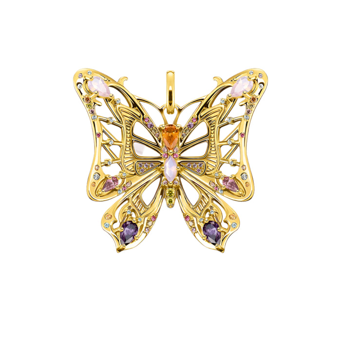 925 Sterling Silver Golden Butterfly Pendant Accessory For Women
