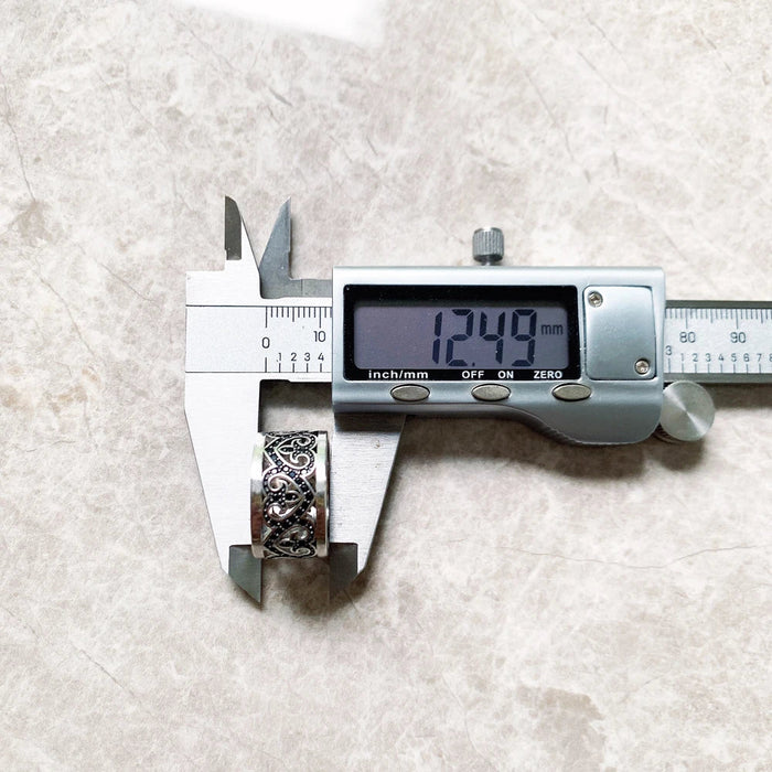 925 Sterling Silver Vintage Black Hearts Band Ring Women