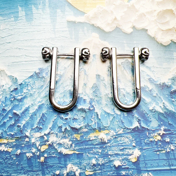 925 Sterling Silver Skull Hoop Earrings Unisex Punk Europe Fine Jewelry