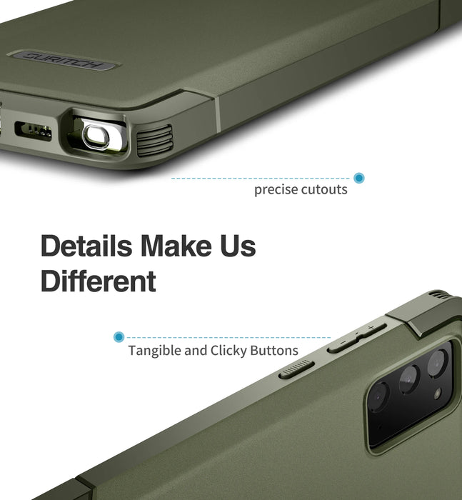 For Samsung Galaxy Note 20 Full Body Shockproof Armor Rugged Bumper Case With 2 Front Frames Built-In Screen Protector