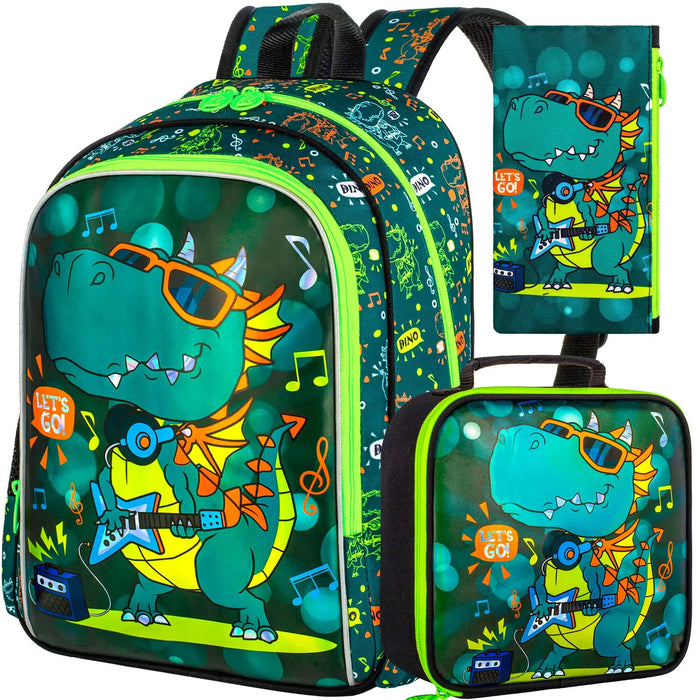 16 Inch Dino Backpack Set For Boys School Ready