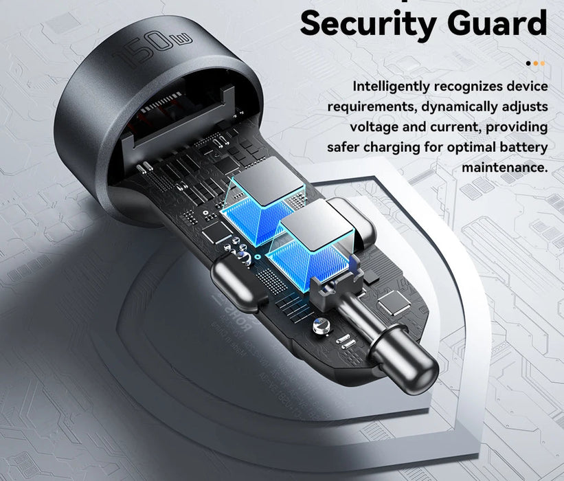 150W 5 Ports Usb C Car Charger 2 In 1 100W Dual Cigarette Lighter Splitter Qc 3.0 Pd 3.0 Fast Charging For Mobile Phone