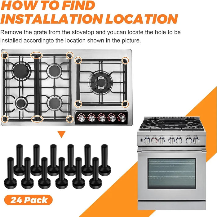 24 Pack Wb02X24790 Grate Rubber Feet For Ge Gas Stove Top Range Grate Foot Pads 4455270 Ap5989801 Ps11729077 Eap11729077