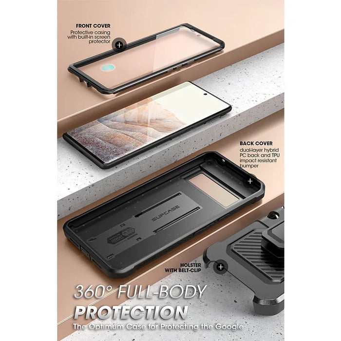 For Google Pixel 7A 2023 Ub Pro Full-Body Rugged Belt-Clip & Kickstand Case With Built-In Screen Protector