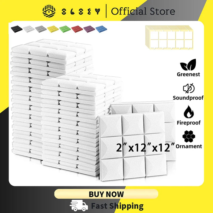 6 / 12 / 24 Pieces Acoustic Foam Panels White Mushroom Wedge Tiles For Soundproofing And Noise Insulation In Home Studios