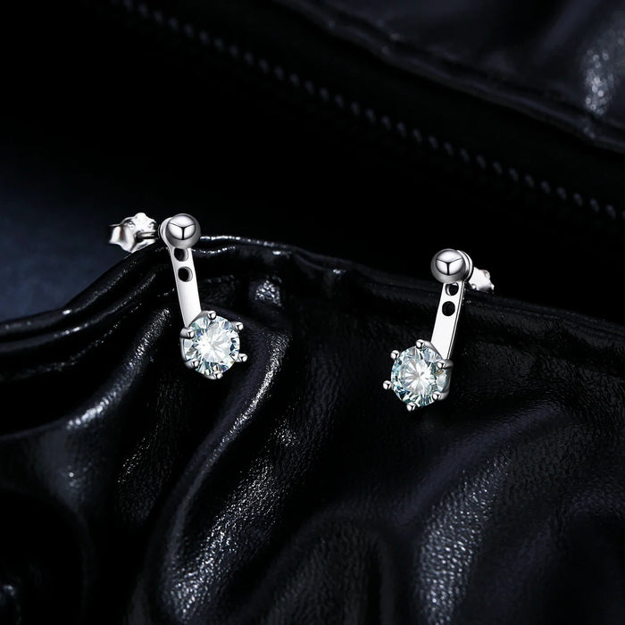 925 Sterling Silver Teal Moissanite Ear Climbers / Stud Earrings For Women