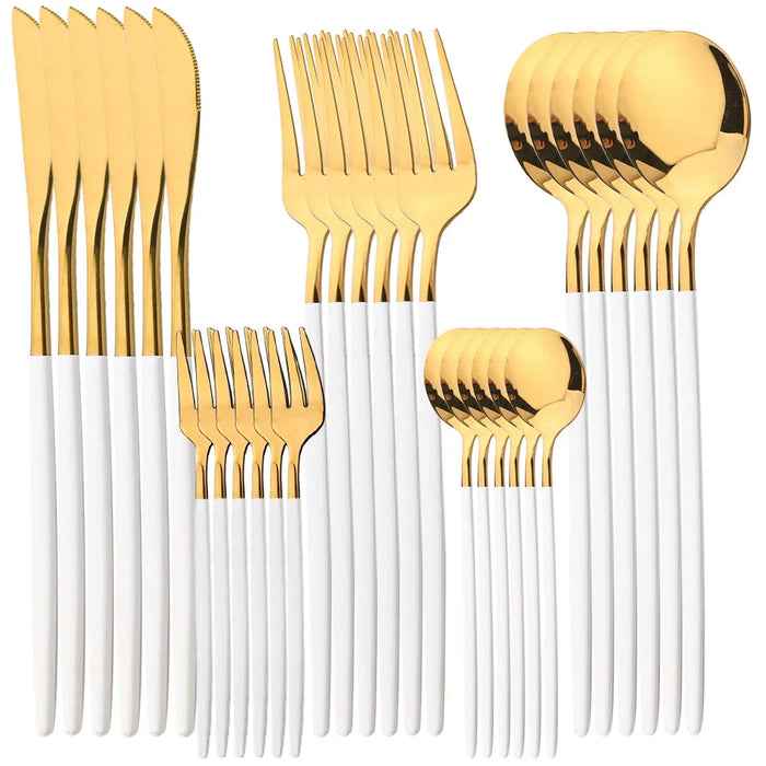 30 Piece Stainless Steel Cutlery Set For Western Dining Mirror Finish