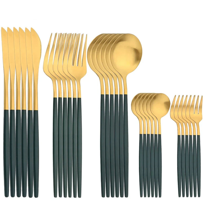 30 Piece Matte Stainless Steel Cutlery Set For Kitchen Parties