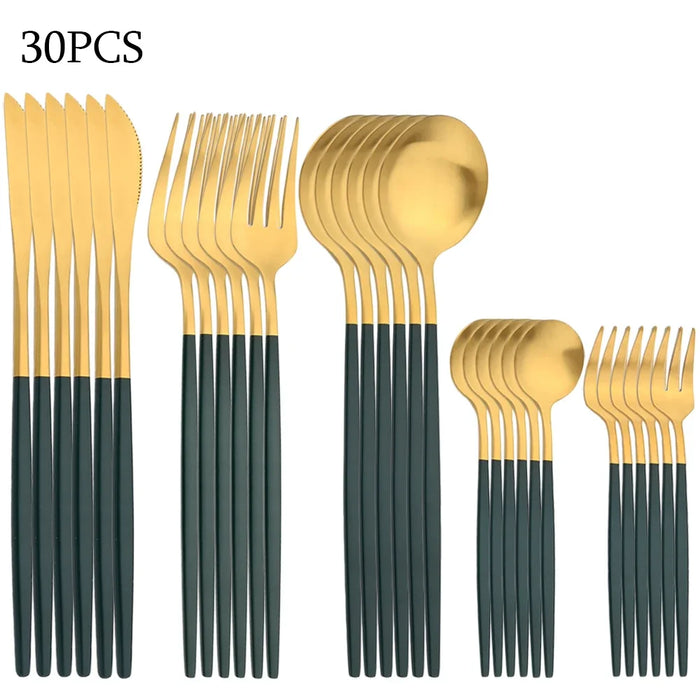 30 Piece Matte Stainless Steel Cutlery Set For Kitchen Parties