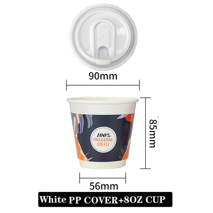 24 Piece Disposable Cups With Lids For Hot / Cold Drinks 8 / 12Oz