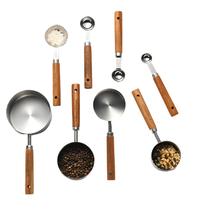 4 / 8 Piece Stainless Measuring Cups & Spoons Set For Baking