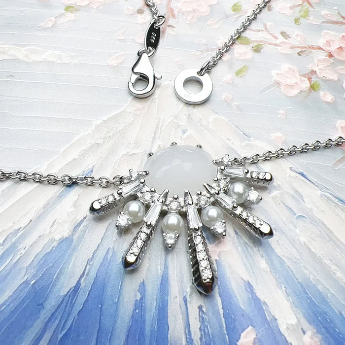 925 Sterling Silver Stunning Sun Necklace & Ring Set For Women