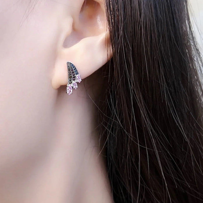 925 Sterling Silver Rainbow Hummingbird Wing Studs