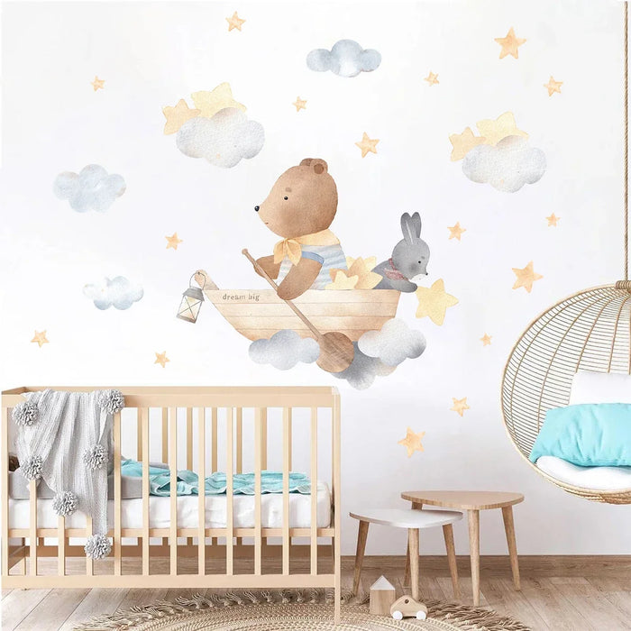 Adorable Cloud Bear Rabbit Wall Sticker For Kids Room Decor