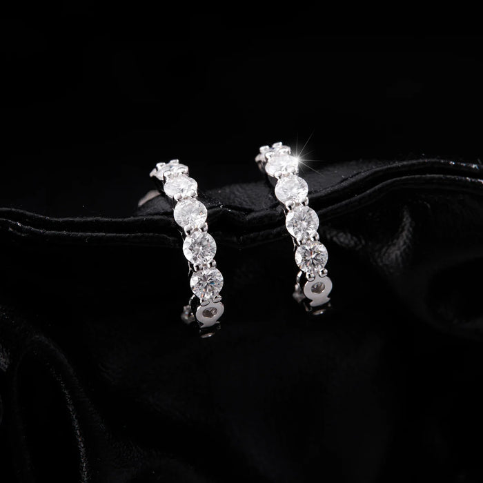 925 Sterling Silver Dazzling C-Shaped Moissanite Earrings In For Women