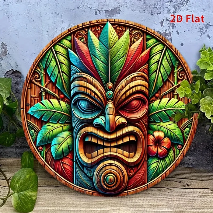 Vivid Aluminum Tiki Mask Sign Ideal For Porch Living Room & Garden