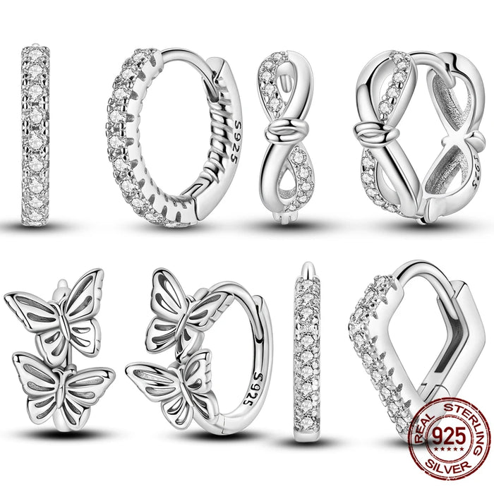 925 Sterling Silver Butterfly Hoop Earrings Elegant Gift For Women