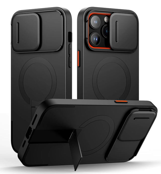 For Iphone 14 Pro Max Magsafe Shockproof Bumper Slim Protective Case With Magnetic Camera Slide And Kickstand