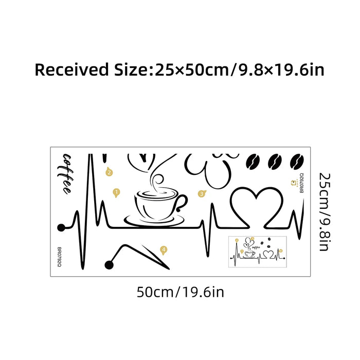 Kitchen Coffee Wall Stickers Heartbeat Design