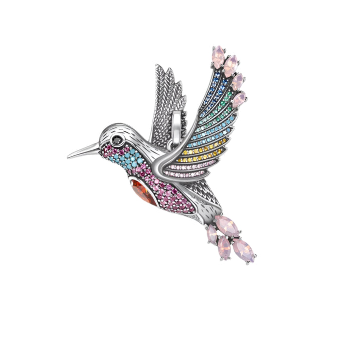 925 Sterling Silver Vibrant Hummingbird Pendants Autumn Fine Jewelry In Boho Gift For Her