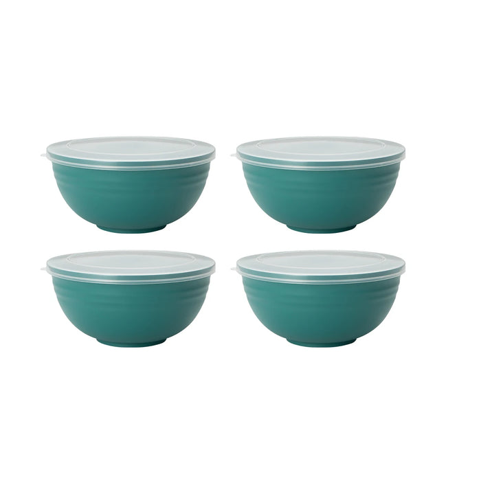 2 / 4 / 6 Piece Reusable Dark Green Plastic Bowls With Lids