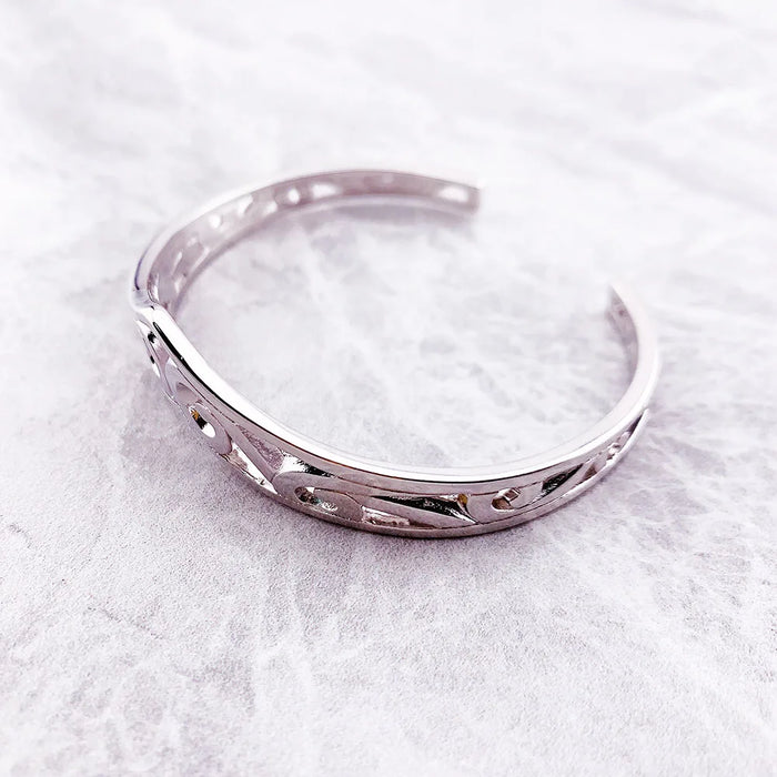 925 Sterling Silver Maori Ornament Bangle Ethnic For Women