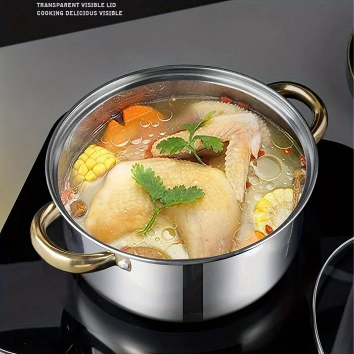 5 Piece Stainless Steel Cookware Set For Multi Purpose Stoves Non Stick Scratch Resistant Dishwasher Safe