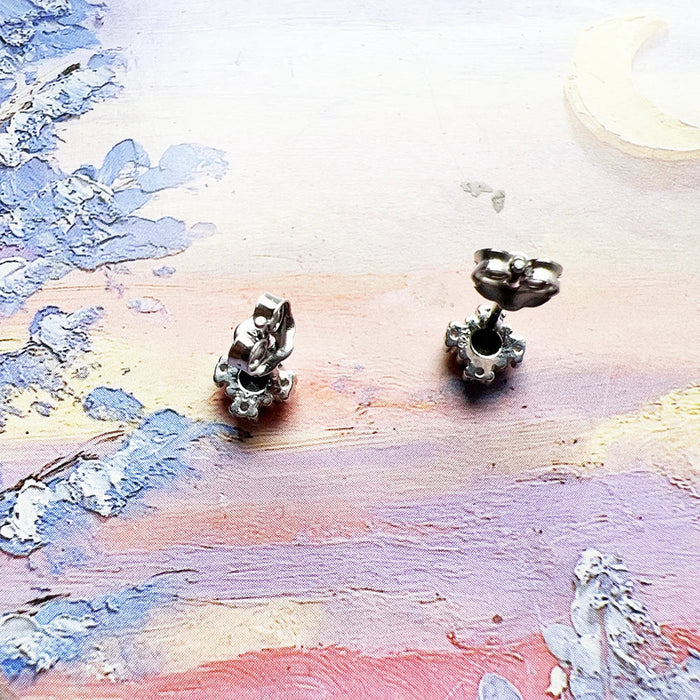 925 Sterling Silver Vintage Black Zircon Star Stud Earrings