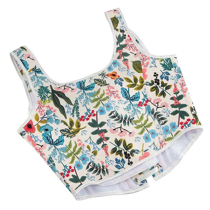 Floral Print Slimming Corset Shoulder Strap Sleeveless Vest Tank Top For Women