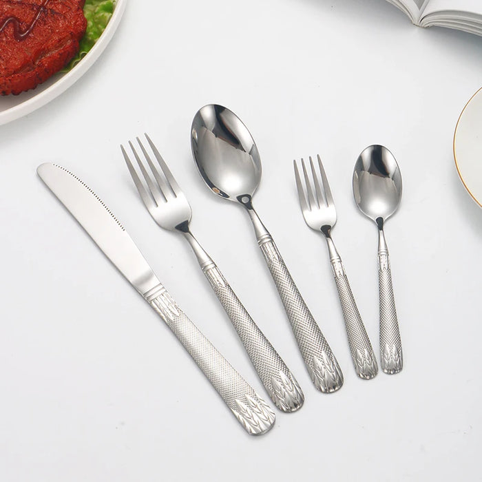 6 / 30 Piece Stainless Steel Wheat Tableware Set