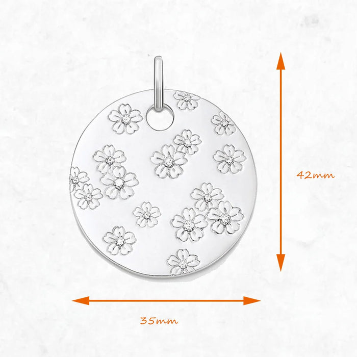 925 Sterling Silver Cherry Blossom Pendant Spring Ornament For Women