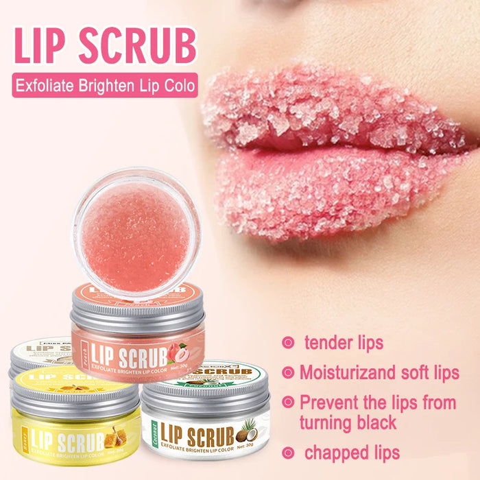 30G Peach Honey Rice Coconut Lip Scrub Brightening & Moisturizing