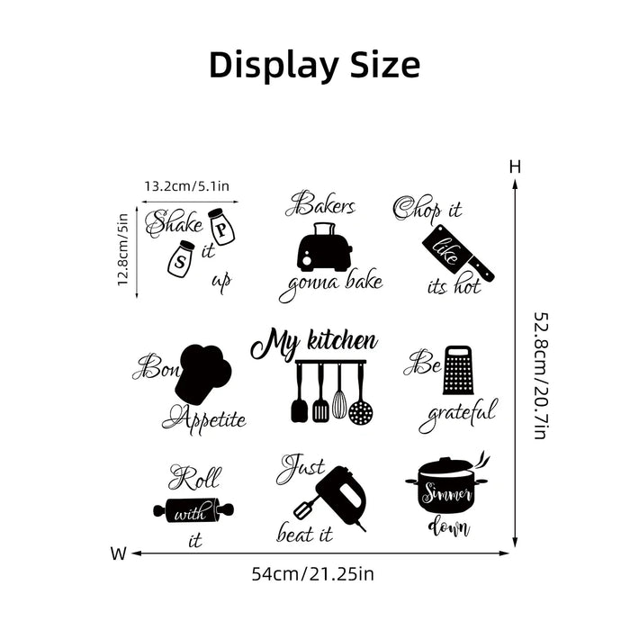 3 Piece Kitchen Pattern Wall Decals For Home Decor