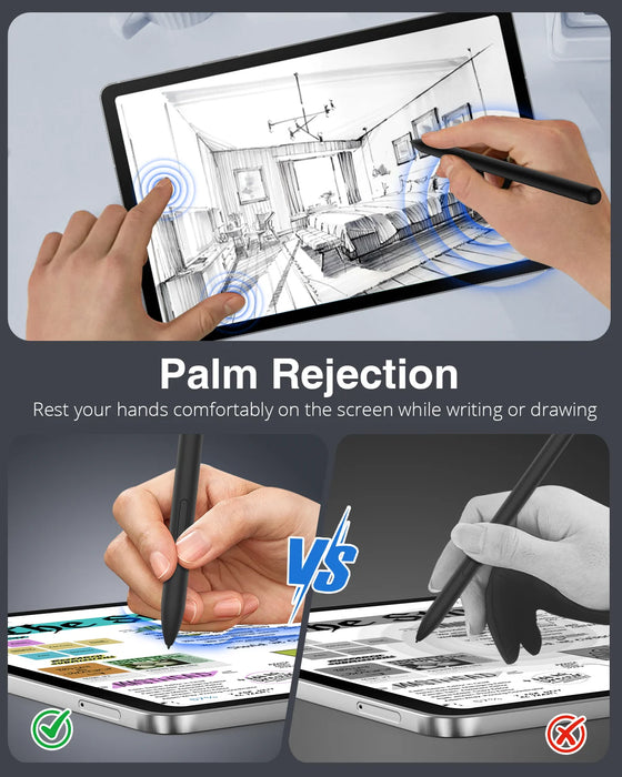 For Samsung Galaxy Tab S10 Fe / S9 Fe Series Stylus Pen With Eraser & 5 Replacement Nibs Precise Writing Palm Rejection