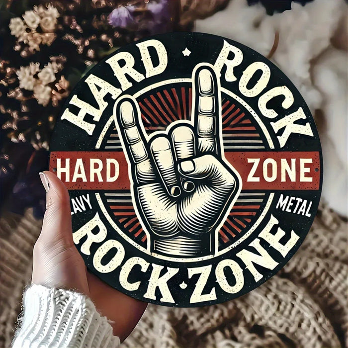 Vintage Hard Rock Metal Sign 8X8 Inch Round Rustproof & Weather-Resistant