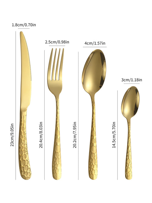 4 / 6 / 16 / 24 Piece Gold Stainless Steel Tableware Set For Family Dining