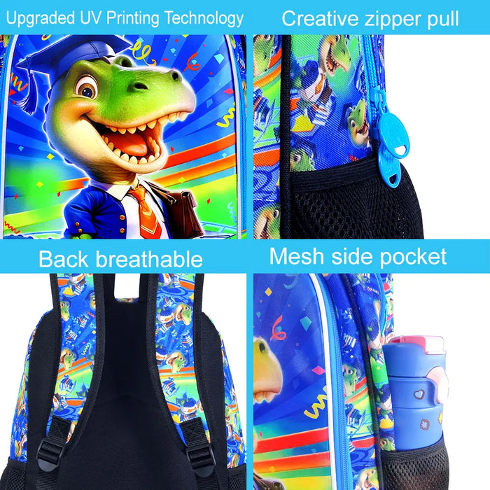 16 Inch Dinosaur Backpack Set For Boys School Lunch