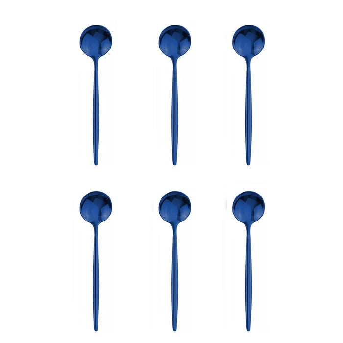 6 Piece Stainless Steel Mini Stirring Spoons For Coffee Tea Sauce Salt Sugar Black / Gold