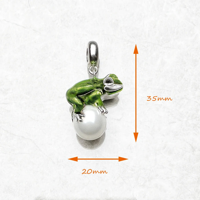 925 Sterling Silver Frog & Pearl Winter Pendant Fashion Jewelry Gift For Women & Men