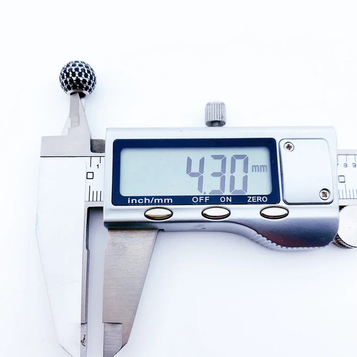 925 Sterling Silver Micro Pave Black Crystal Zircon Ball Charm Bead For Diy Jewelry Making