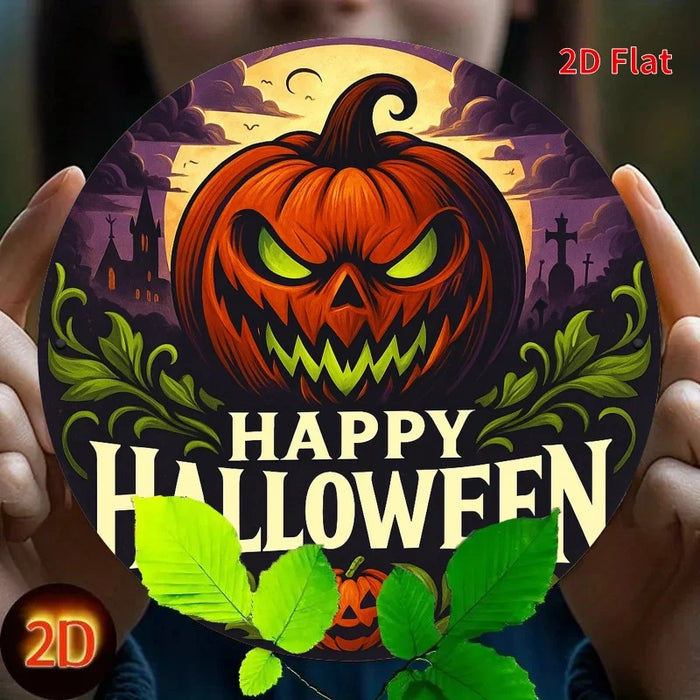 Retro Round Iron Sign Halloween Pumpkin Celebration Picture For Bedroom Or Dining Room