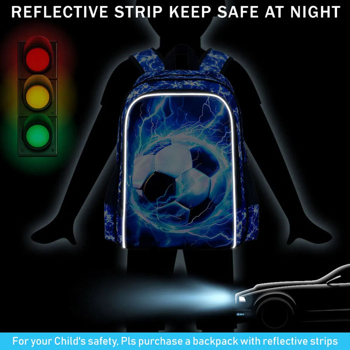 17 Inch School Bag Lunch Bag Set For Teens Water Resistant Soccer Pattern Fits Boys Men