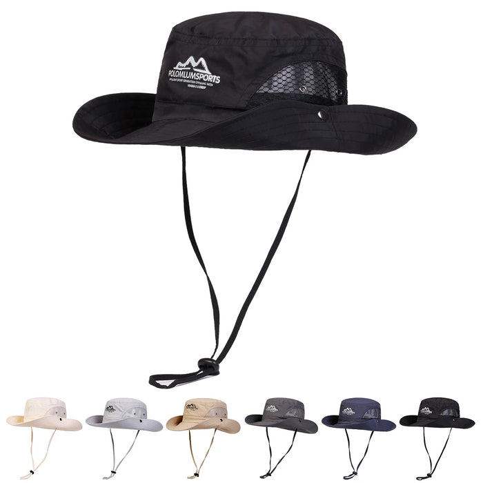 Quick Drying Mountain Print Bucket Hat For Men Breathable & Sun Protective